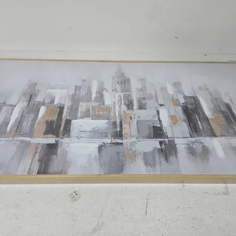 CAPPED CITY LANDSCAPE FOILED CANVAS WITH HAND-PAINTED EMBELLISHMENTS - COLLECTION ONLY