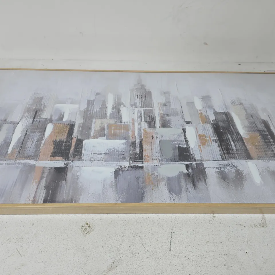 CAPPED CITY LANDSCAPE FOILED CANVAS WITH HAND-PAINTED EMBELLISHMENTS - COLLECTION ONLY