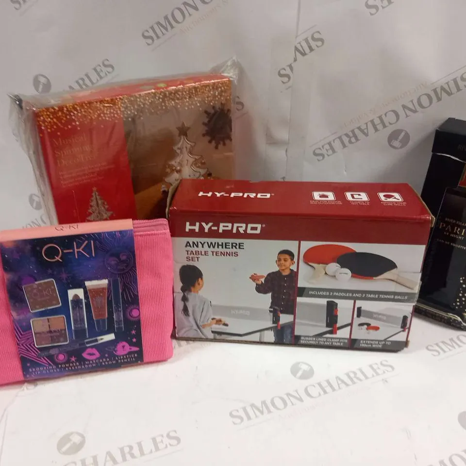 APPROXIMATELY 10 ASSORTED PRODUCTS TO INCLUDE; HY-PRO TABLE TENNIS SET, RIVER ISLAND EAU DE TOILETTE AND STAR WARS MAKE AND DO BOOK