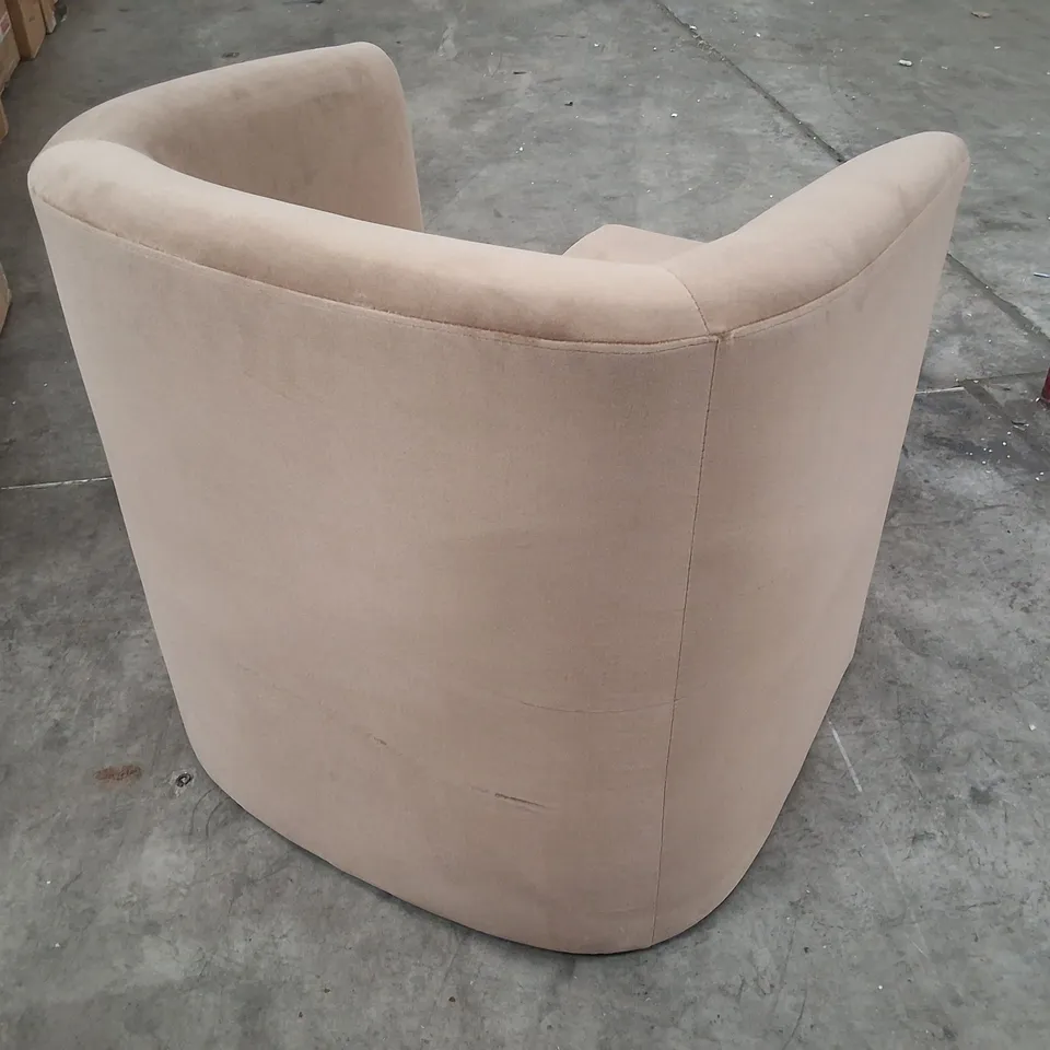 COLAMY UPHOLSTERED VELVET BARREL ACCENT CHAIR FURNITURE WITH STORAGE OTTOMAN - KHAKI (2 PARTS)