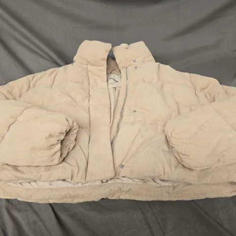 PULL AND BEAR SMALL CORDUORY JACKET IN BEIGE 