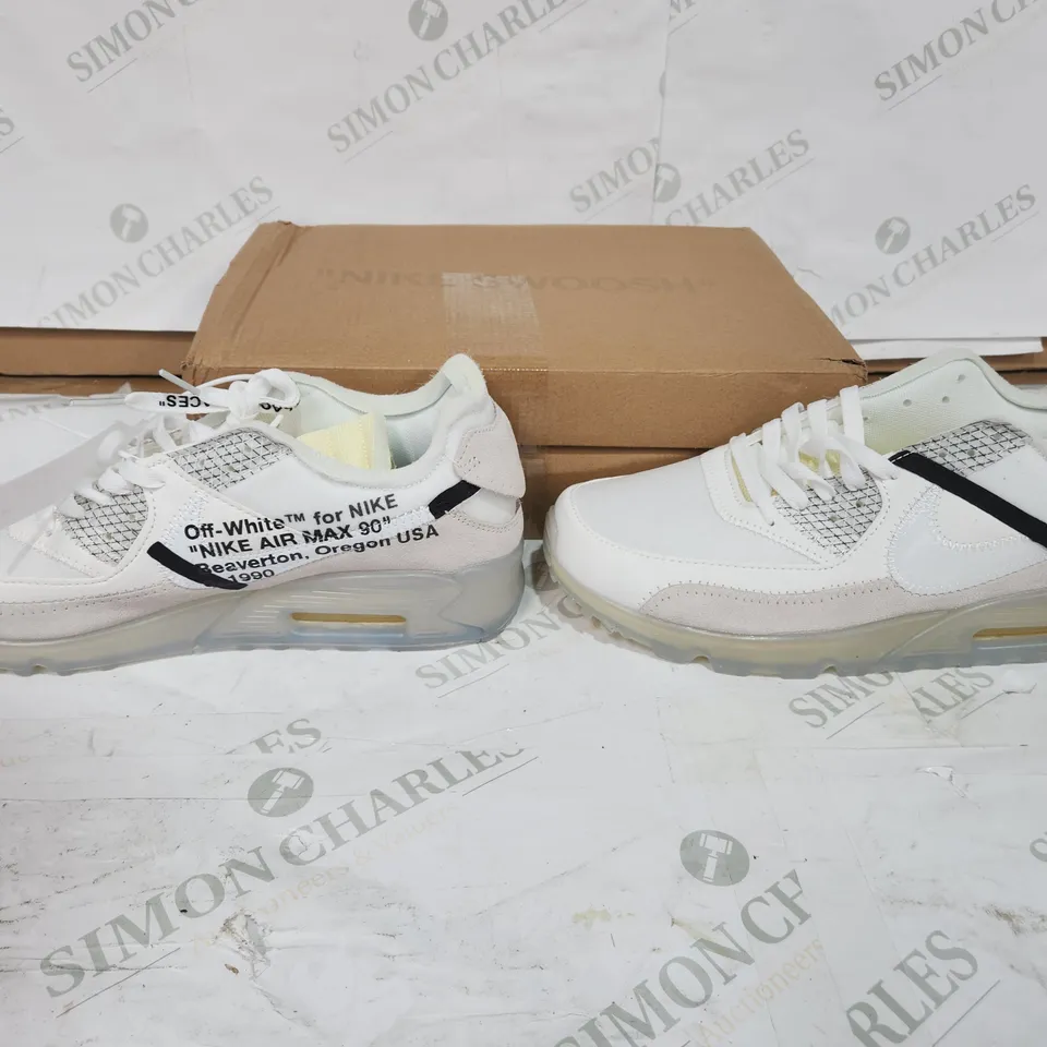 BOXED PAIR OF NIKE TRAINERS IN OFF WHITE UK SIZE 10
