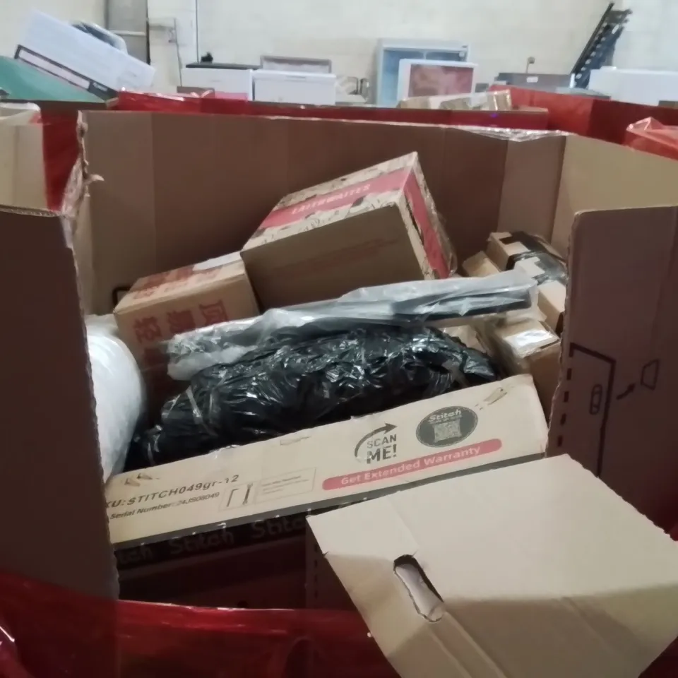 PALLET OF ASSORTED HOUSEHOLD GOODS AND PRODUCTS TO INCLUDE;KIDS BIKE,KIDS BIKE,TENNIS RACKET 