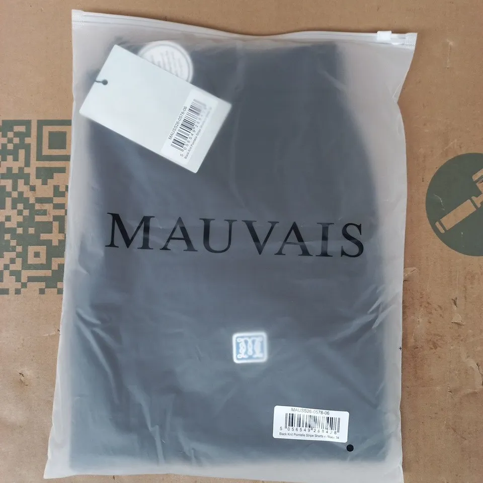 BAGGED MAUVAIS POINTELLE STRIPE KNIT SHORTS IN BLACK SIZE 34