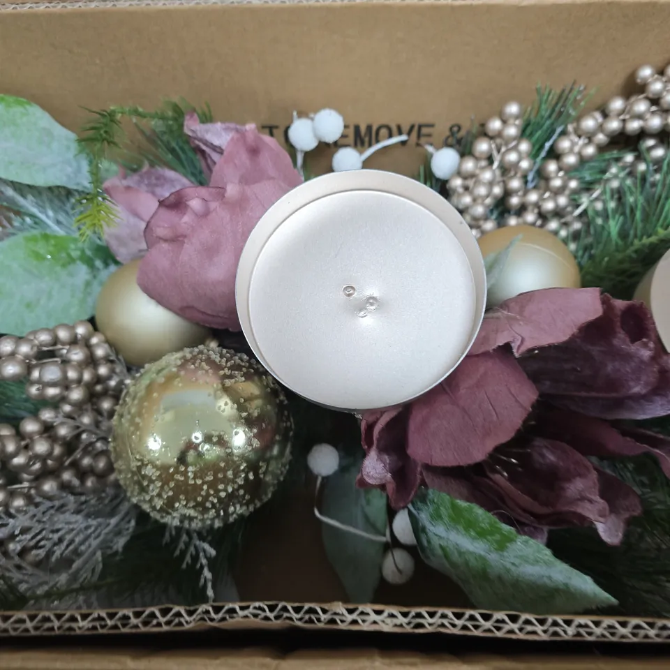 BOXED DECORATIVE PINK MAGNOLIA CANDLE TABLE CENTRE
