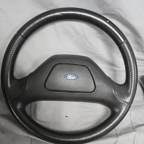 Ford Steering Wheel – Black Leather with Perforated Grips