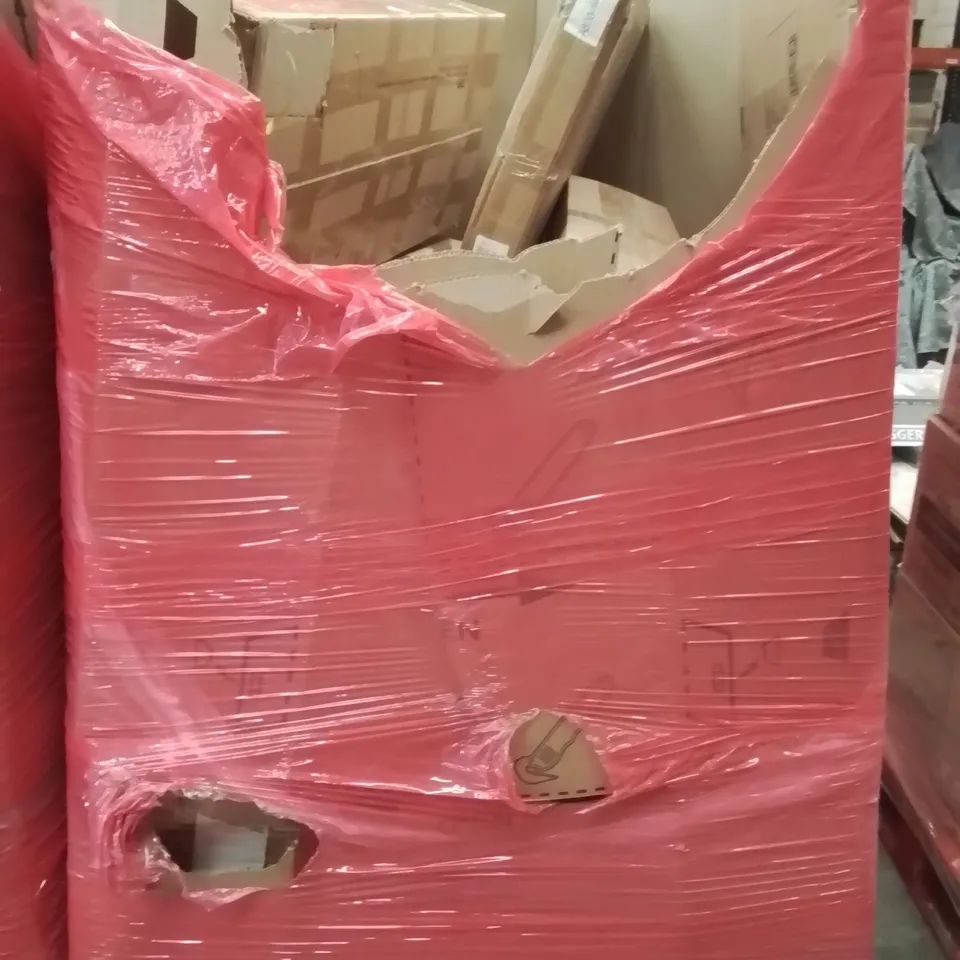 PALLET CONTAINING VARIOUS ASSORTED BOXED HOUSEHOLD ITEMS TO INCLUDE: KIDS PLAYPENS  AND LOTS MORE UNMARKED BOXED ITEMS 