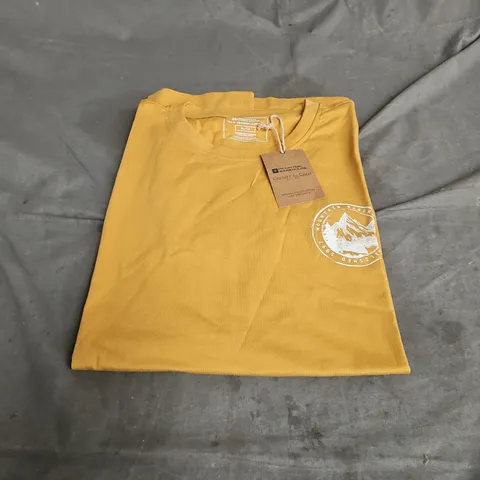 MOUNTAIN WAREHOUSE MOUNTAIN VALLEY GRAPHIC ORGANIC SHORT SLEEVE TSHIRT IN MUSTARD SIZE XL