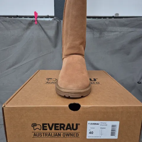 EVERAU WHISTLER CHESTNUT TALL BOOTS – WOMEN'S SUEDE KNEE-HIGH BOOTS, UK 7 (EU 40)