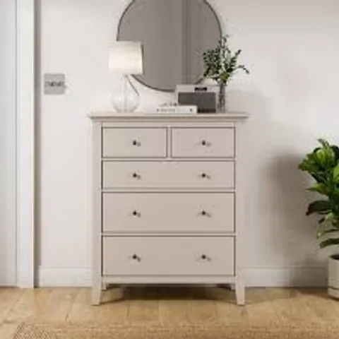 BOXED LYNTON 5 DRAWER CHEST - GREY (1 BOX)