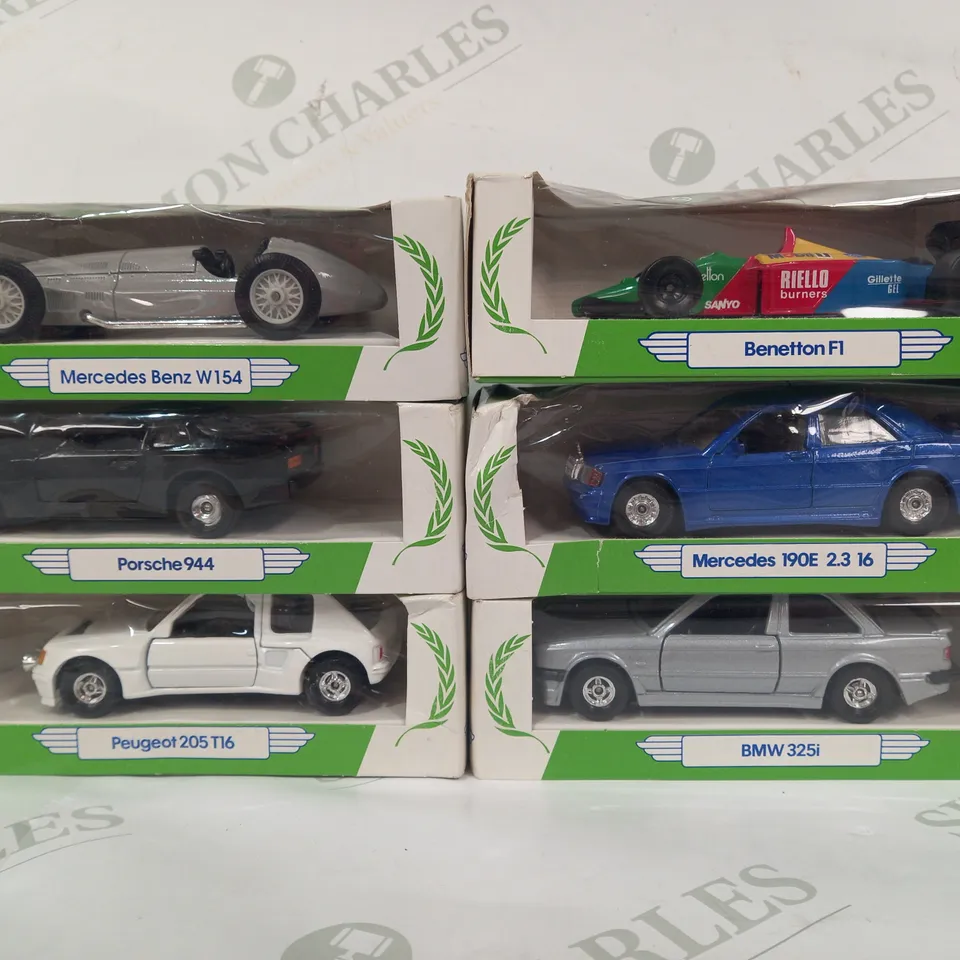 LOT OF APPROXIMATELY 5 CORGI MOBIL COLLECTIBLE PERFORMANCE CAR MODELS TO INCLUDE BENETTON F1, MERCEDES BENZ W154, BMW 325I, ETC