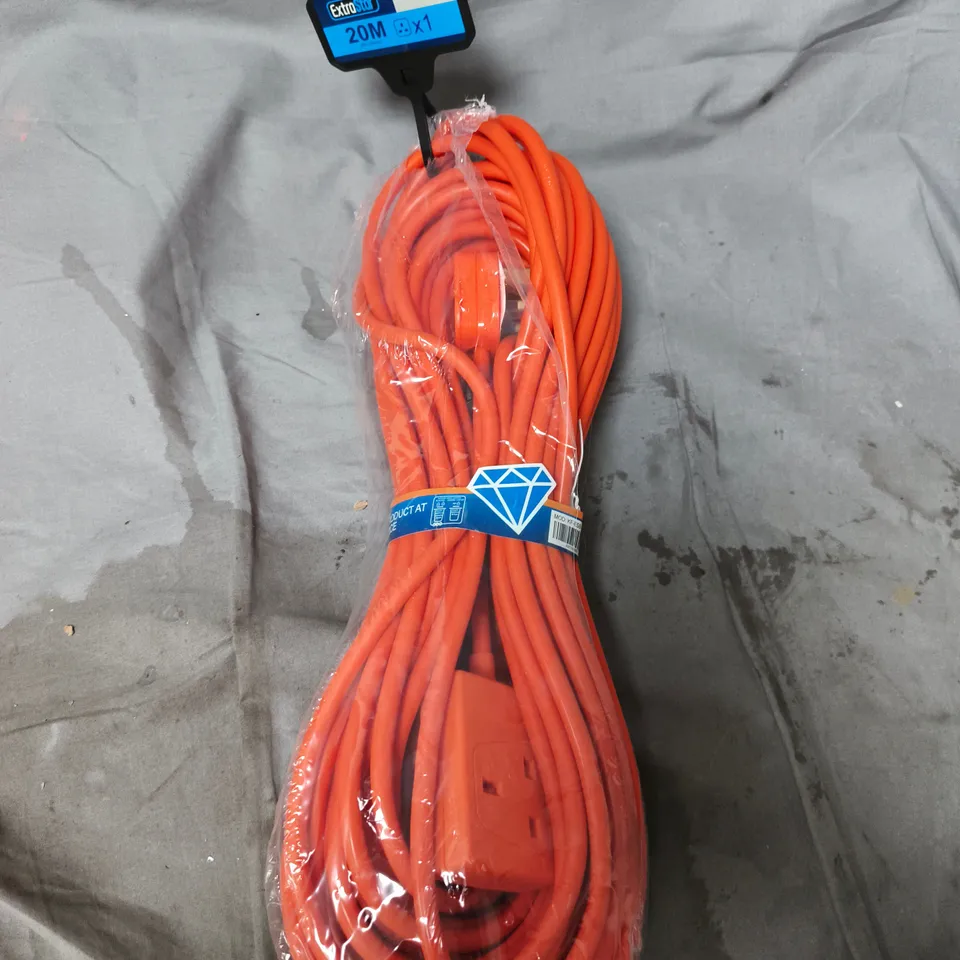 EXTRASTAR ORANGE 20M EXTENSION LEAD – 1-GANG SOCKET 