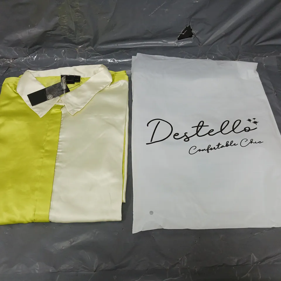 18 BRAND NEW DESTELLO LEMON/GREEN BUTTON UP L/XL 