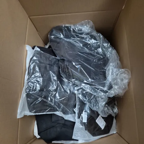 LARGE BOX OF ASSORTED CLOTHING ITEMS IN ASSORTED COLOUR, SIZES AND STYLES