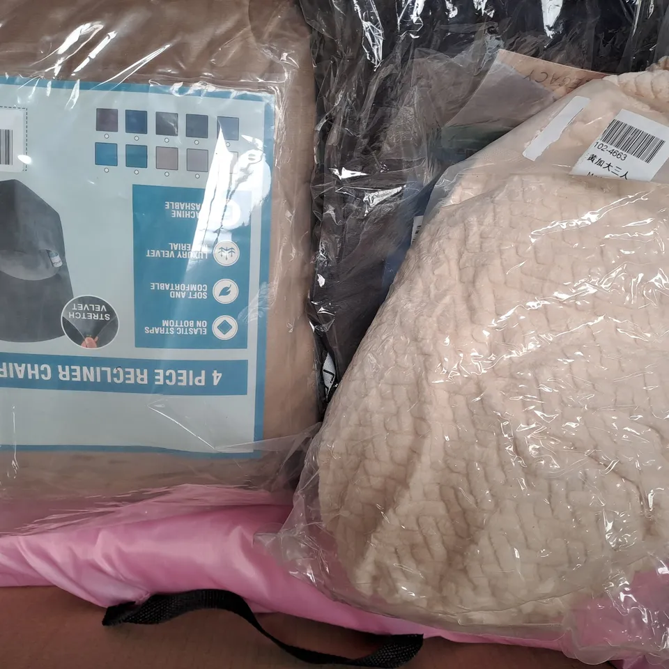 BOX OF APPROXIMATELY 20 ASSORTED HOUSEHOLD ITEMS TO INCLUDE TUB CHAIR SLIPCOVER, ETC