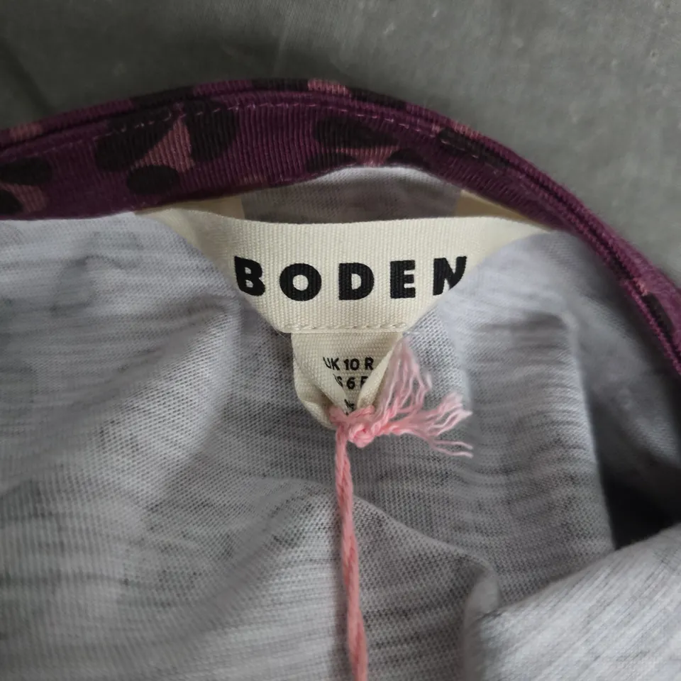 BODEN WOMEN'S PURPLE LEOPARD PRINT DRESS, V-NECK, LONG SLEEVES, UK 10