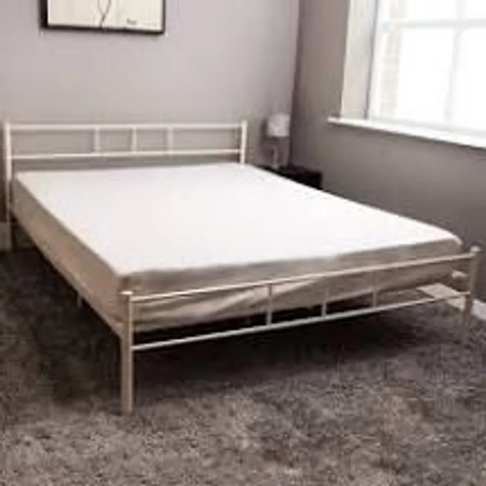 BOXED DORSET DOUBLE SIZED BED FRAME - CREAM (1 BOX)