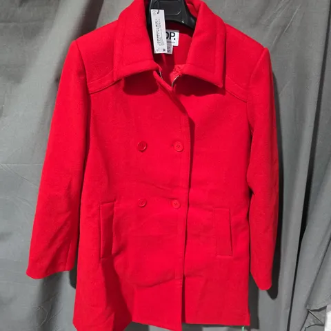 DOROTHY PERKINS SHOYT FAUX WOOL DOLLY COAT IN RED - SIZE 10