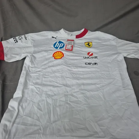 PUMA FERRARI SPONSOR T‑SHIRT – WHITE, SIZE M (US/CA/EU)