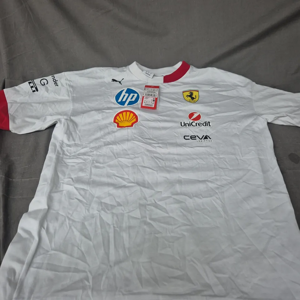 PUMA FERRARI SPONSOR T‑SHIRT – WHITE, SIZE M (US/CA/EU)