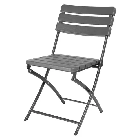 BOXED BOLERO FOLDING CHAIRS GREY WOOD EFFECT (2 PACK)