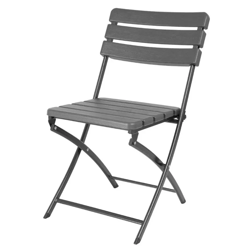 BOXED BOLERO FOLDING CHAIRS GREY WOOD EFFECT (2 PACK)