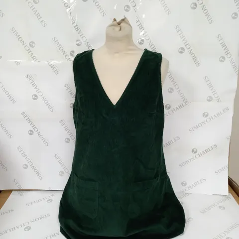 NOBODY'S CHILD PETITE PIPER CORD PINNY V-NECK IN DENIM/TWILL GREEN - UK SIZE 12 