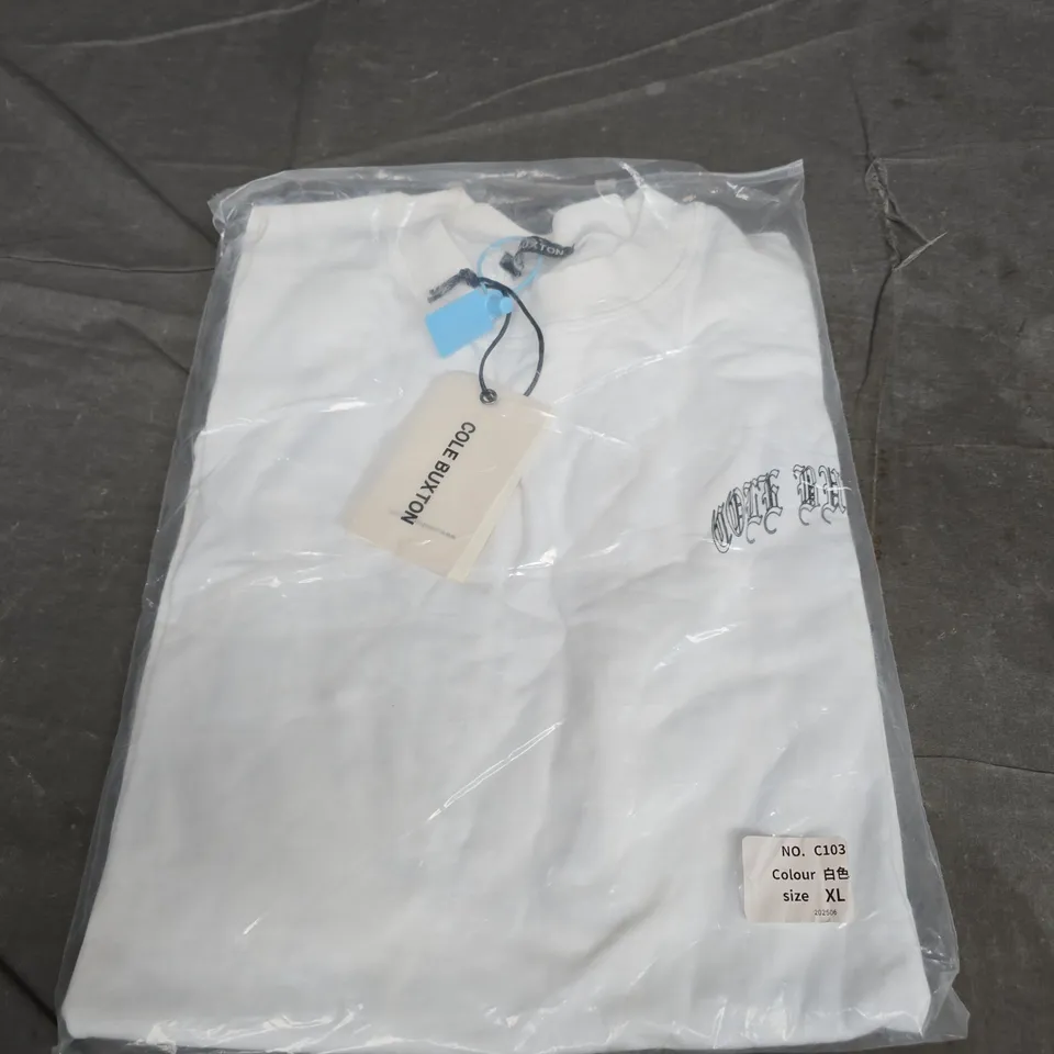 COLE BUXTON WHITE CREW NECK TEE SIZE XL 