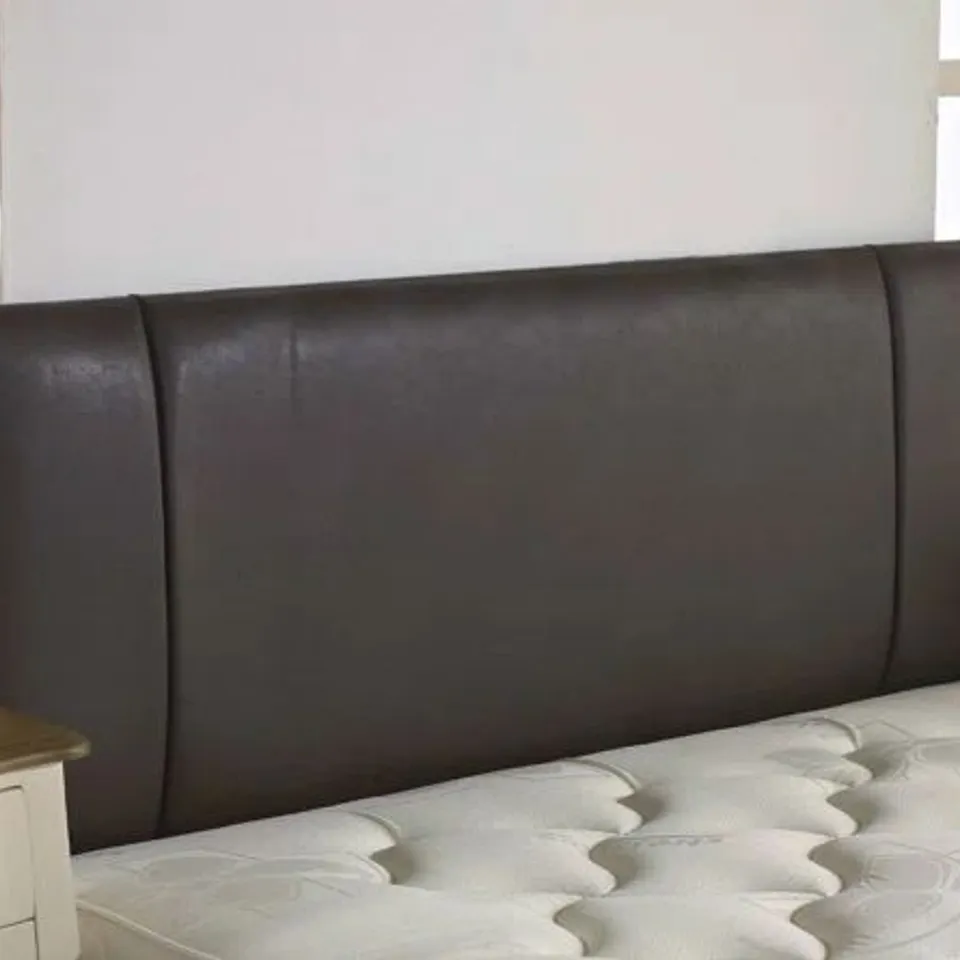 BAGGED BOUSCAT UPHOLSTERED HEADBOARD FOR A 5FT BED IN BROWN LEATHER
