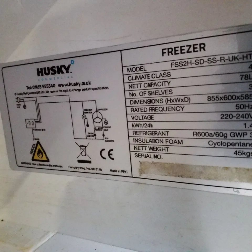 HUSKY COMMERCIAL STAINLESS STEEL UNDERCOUNTER FREEZER