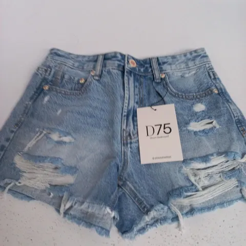 STRADIVARIUS DISTRESSED DENIM SHORTS β LIGHT BLUE, UK 6