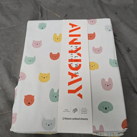 JOHN LEWIS ANYDAY FITTED COTBED SHEETS TWIN PACK 