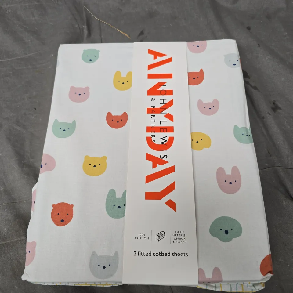 JOHN LEWIS ANYDAY FITTED COTBED SHEETS TWIN PACK 
