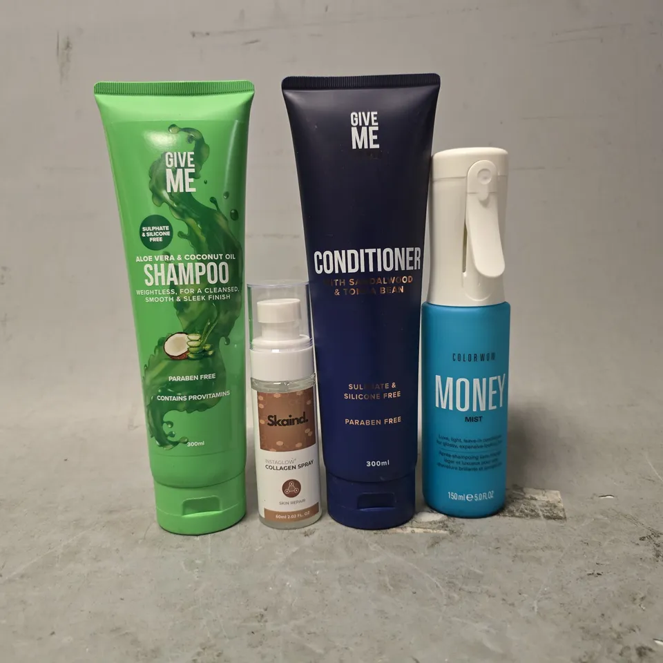 APPROXIMATELY 15 ASSORTED HEALTH & BEAUTY ITEMS TO INCLUDE - GIVE ME CONDITIONER , GIVE ME SHAMPOO , COLORWOW MONEY MIST ETC