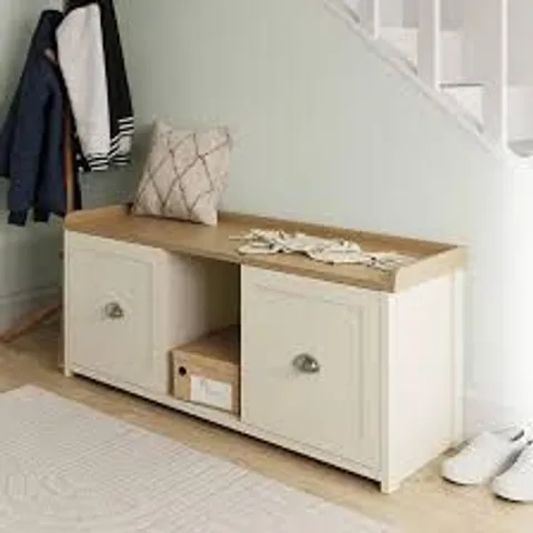 BOXED GFW LANCASTER 2 DOOR SHOE BENCH - CREAM/OAK (1 BOX)