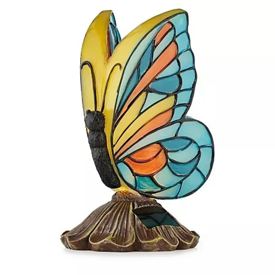 GARDEN STORIES SOLAR BUTTERFLY STAINED GLASS EFFECT LAMP 