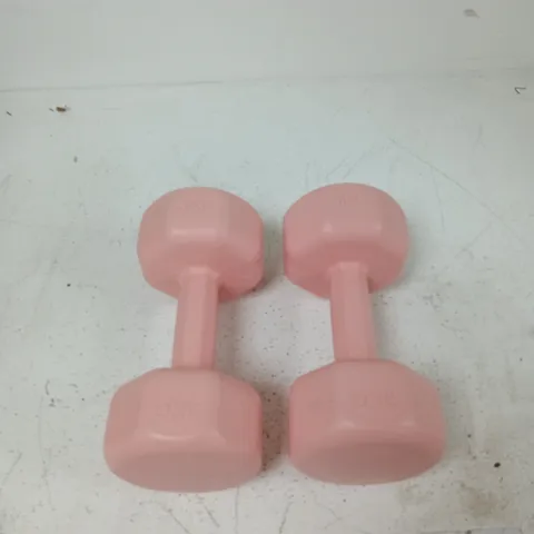 PAIR OF PINK 3KG VINYL-COATED DUMBBELLS