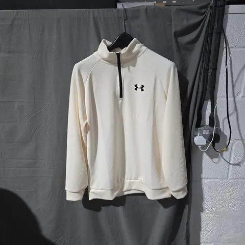 UNDER ARMOUR WHITE QUARTER-ZIP PULLOVER β LOGO ON CHEST UK M