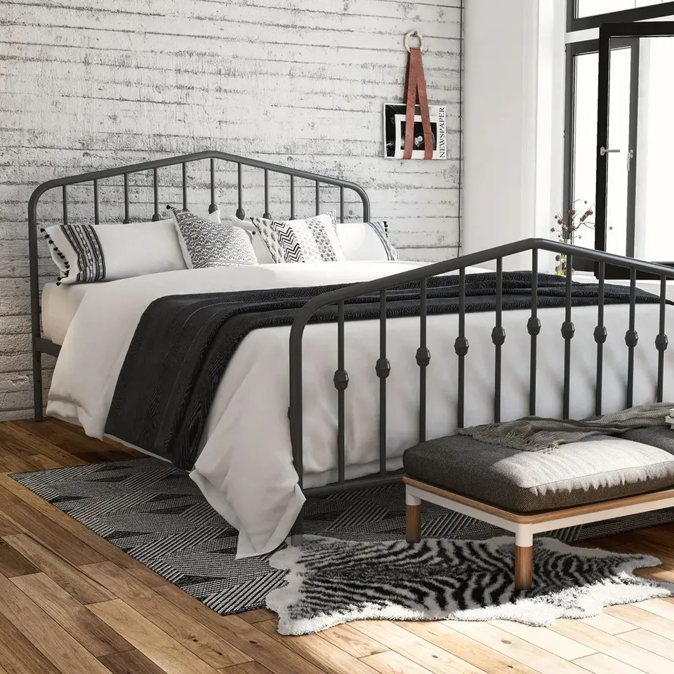 BOXED NOVOGRATZ BUSHWICK KING SIZE BLACK METAL BED FRAME