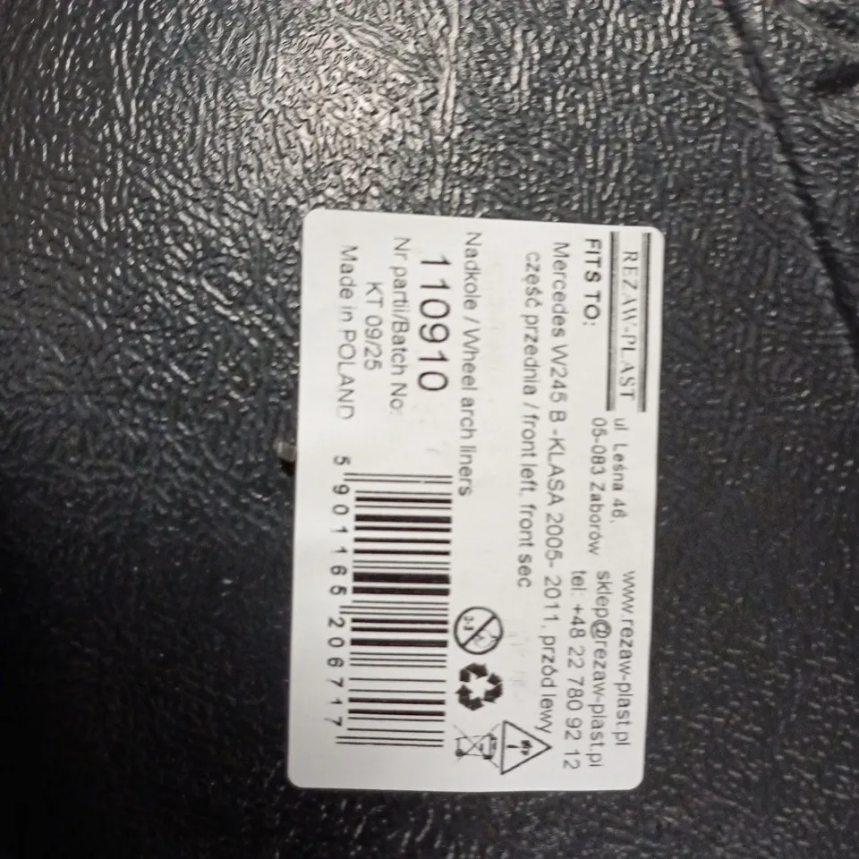 REZAW-PLAST WHEEL ARCH LINER FOR MERCEDES-BENZ B-CLASS W245 (2005-2011) FRONT RIGHT