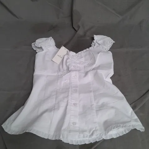 HOLLISTER PUFF SLEEVE BUTTON UP TOP IN WHITE SIZE S
