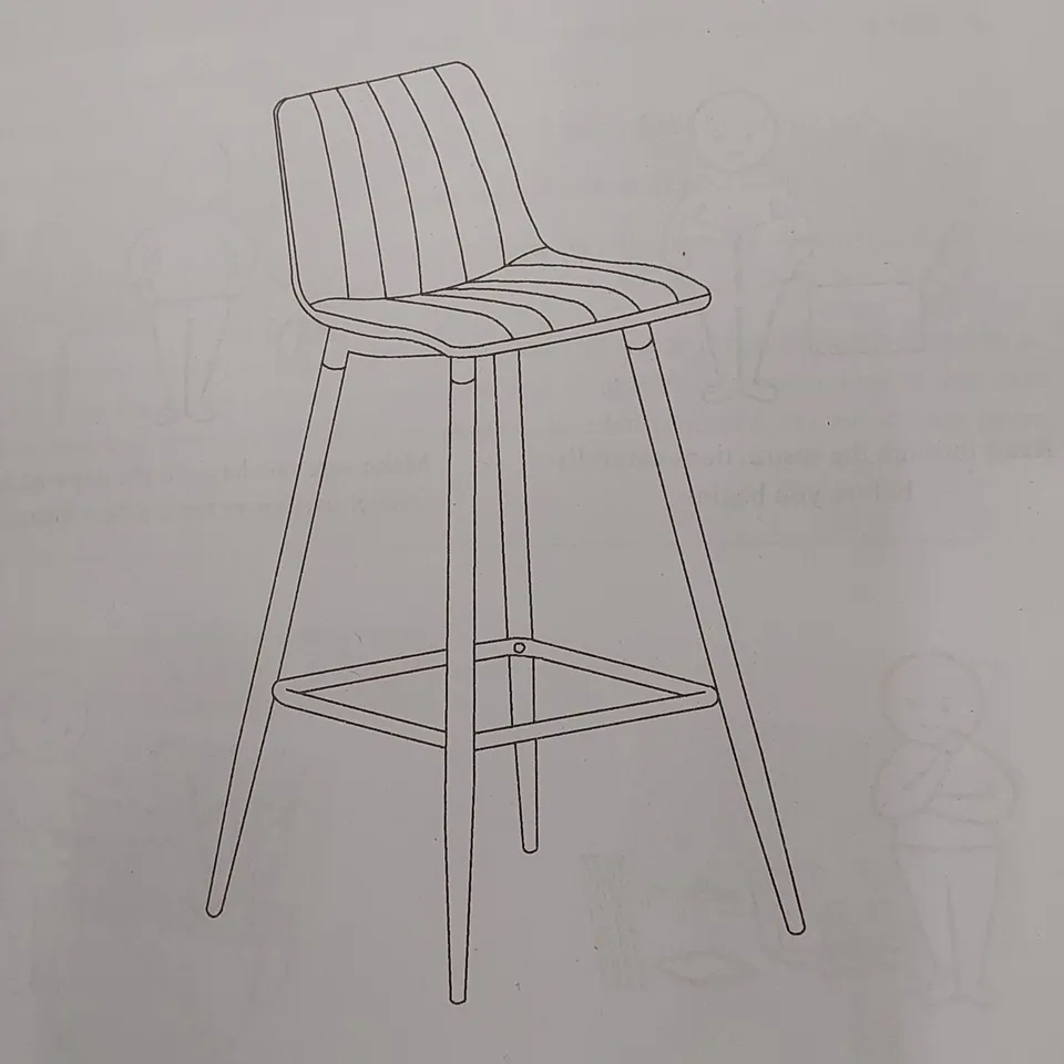 BOXED SET OF 2 DESIGNER GREY VELVET BAR STOOLS 
