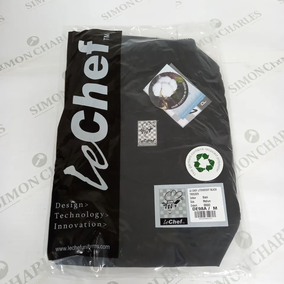 SEALED LE CHEF LITEWEIGHT BLACK TROUSER - MEDIUM