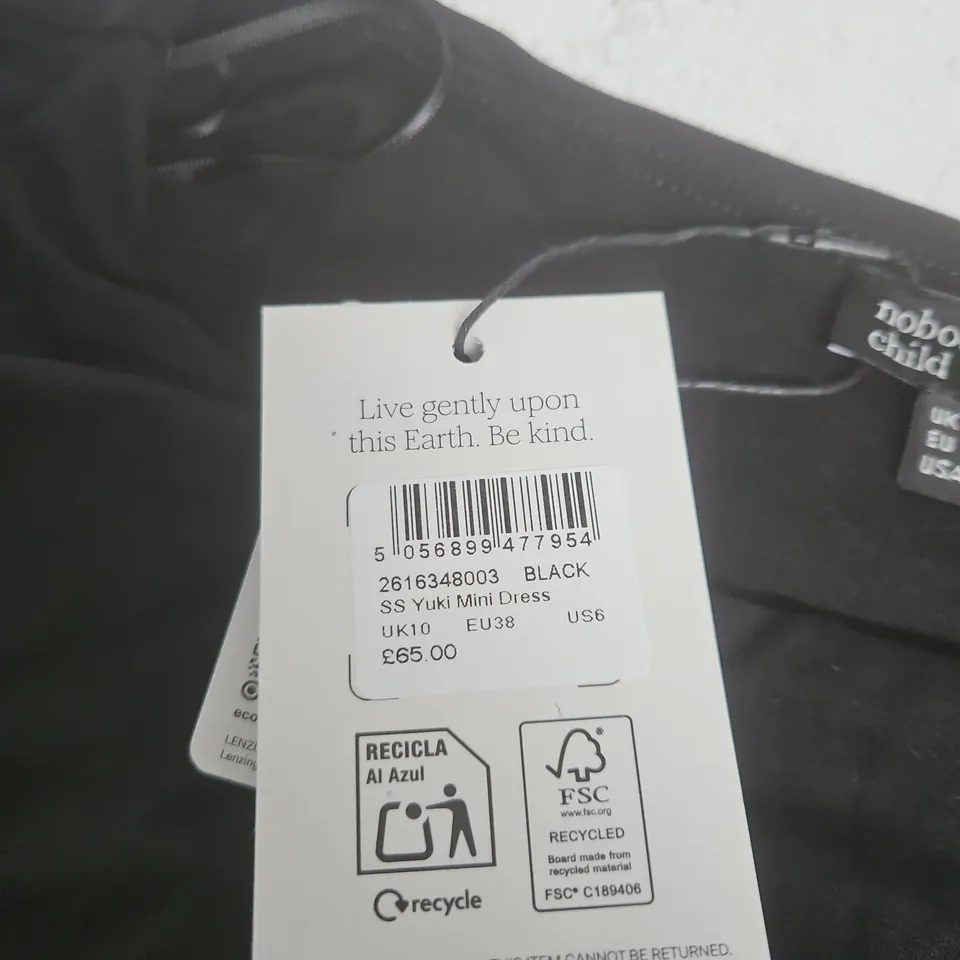NOBODY'S CHILD BLACK SS YUKI MINI DRESS, UK 10 (EU 38, US 6)
