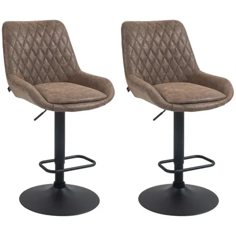 BOXED HOMCOM SET OF TWO FAUX LEATHER RETRO BAR STOOLS - BROWN
