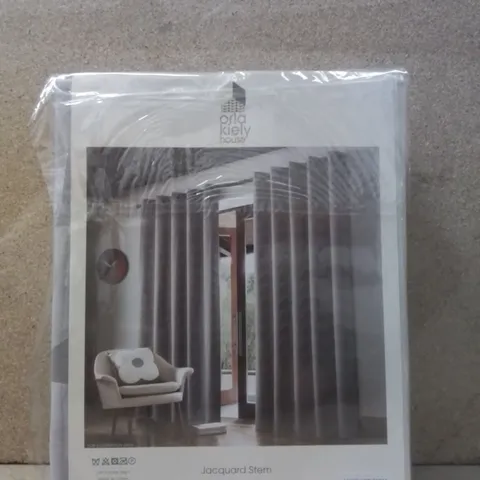 BRAND NEW ORLA KIELY HOUSE JACQUARD STEM CURTAINS 168CM X 183CM - GREY