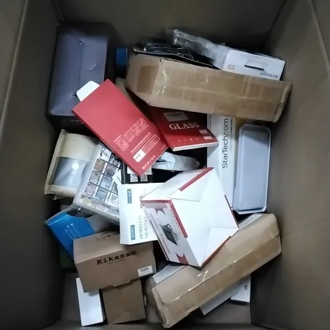 BOX CONTAINING LARGE AMOUNT OF MIXED ELECTRICAL ITEMS, PHONE ACCESSORIES ETC