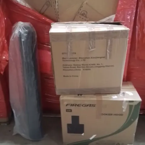 PALLET OF ASSORTED HOUSEHOLD GOODS AND PRODUCTS TO INCLUDE;AREA RUG,COOKER HOOD,FLOWER PROTECTORS 