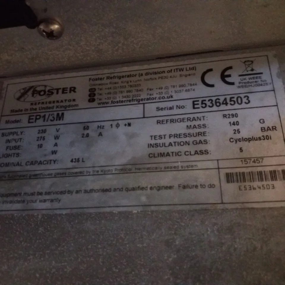 FOSTER EP1/3M ECO PRO G2 3 DOOR MEAT CHILL COUNTER