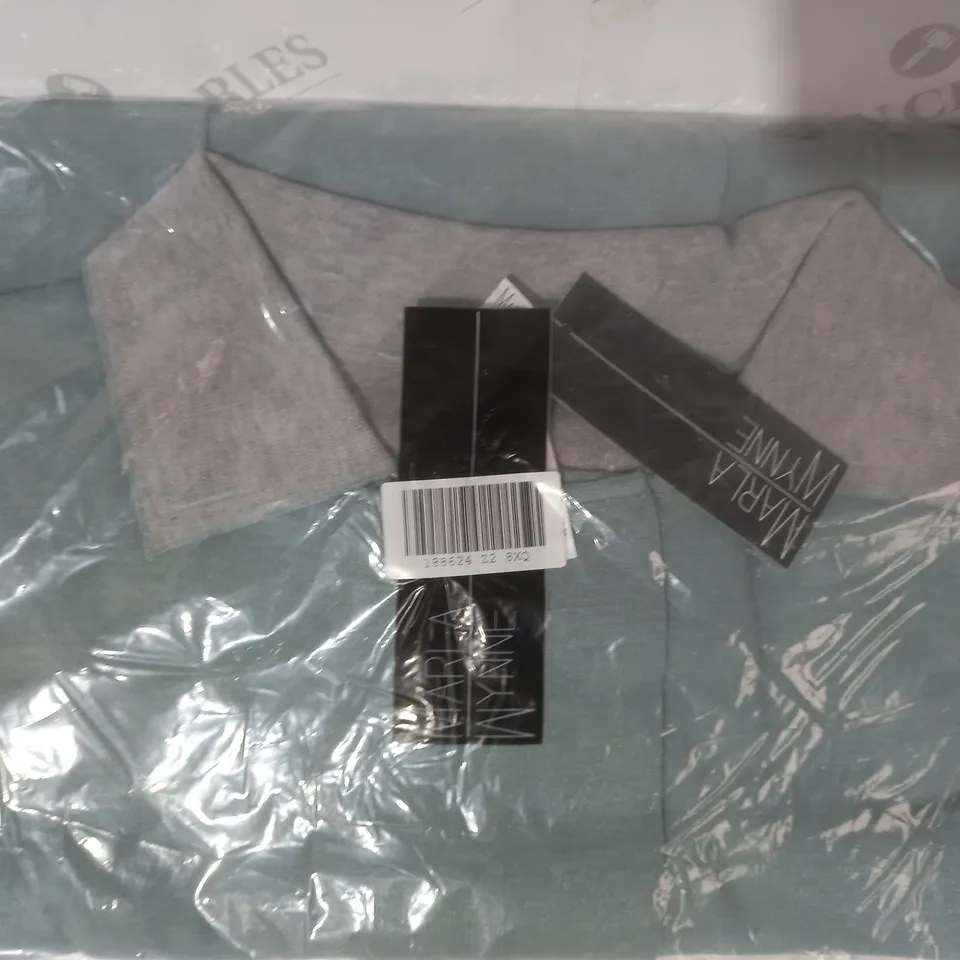 MARLA WYNNE DOUBLE FACE PONCHO WITH POCKETS IN TEAL/GREY - SIZE 4X/5X